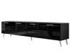 Szafka RTV pod telewizor z drzwiczkami na srebrnych nóżkach 200 cm Noaé Czarny Połysk