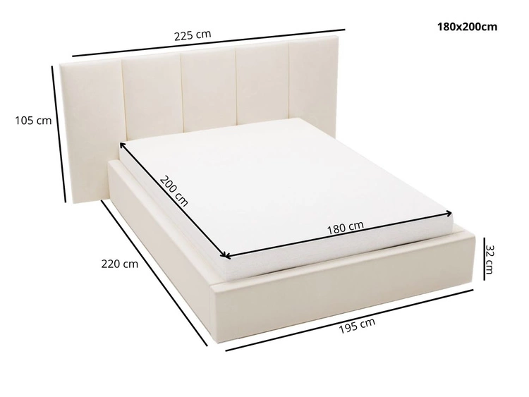 Łóżko tapicerowane z pojemnikiem i stelażem 180x200 cm Lizbona Niebieskie