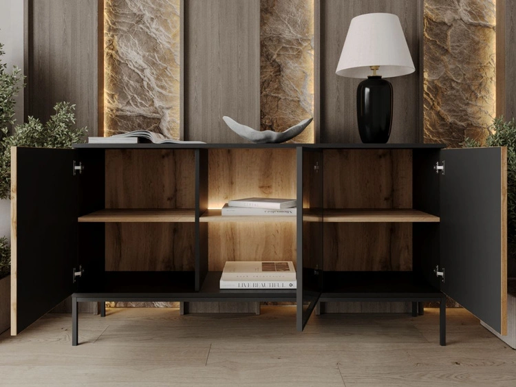 Komoda z drzwiami i oświetleniem LED Deo Dąb Wotan