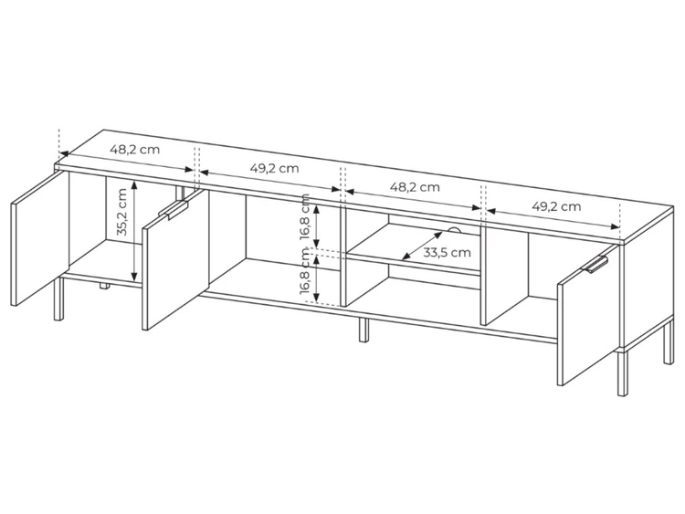 Szafka pod telewizor z drzwiczkami 203 cm Drino Antracyt