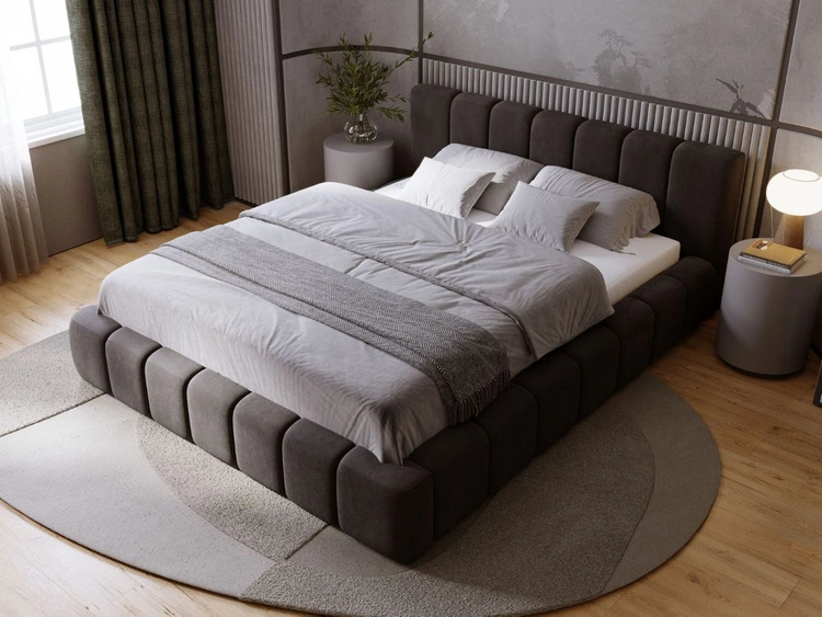 Łóżko tapicerowane z pojemnikiem i stelażem 160x200 Orio Czarny