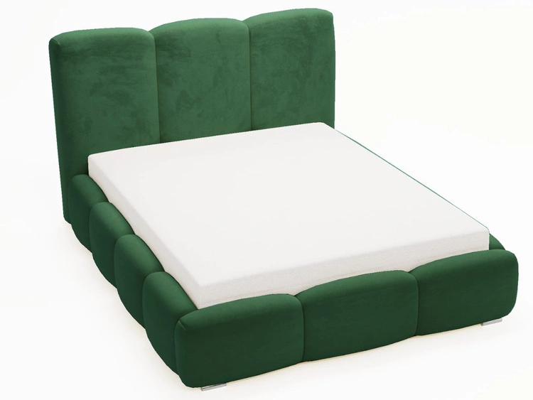 Łóżko tapicerowane z pojemnikiem i stelażem 180x200 cm Bubble Zielone