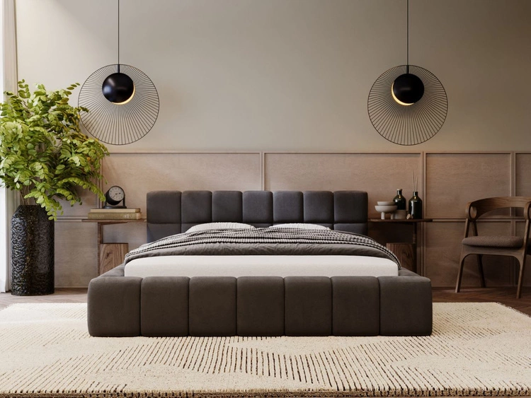 Łóżko tapicerowane z pojemnikiem i stelażem 120x200 Alicante Antracytowe