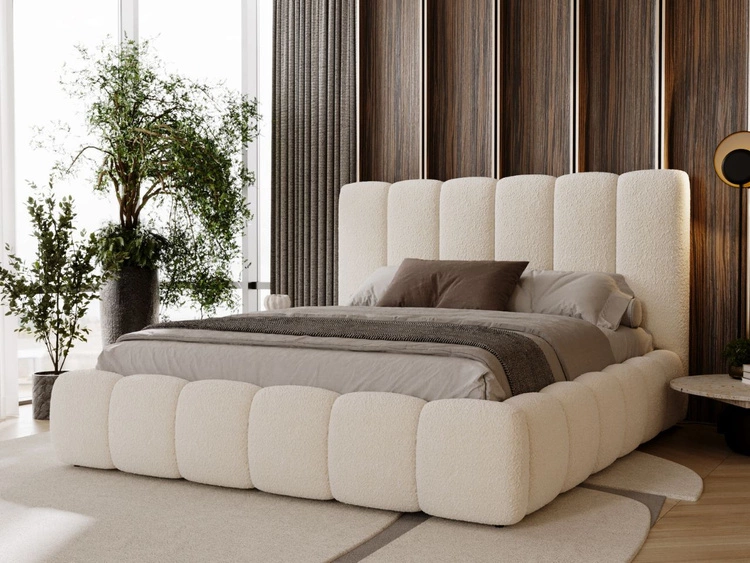 Łóżko tapicerowane z pojemnikiem i stelażem 180x200 Imperial Kremowe