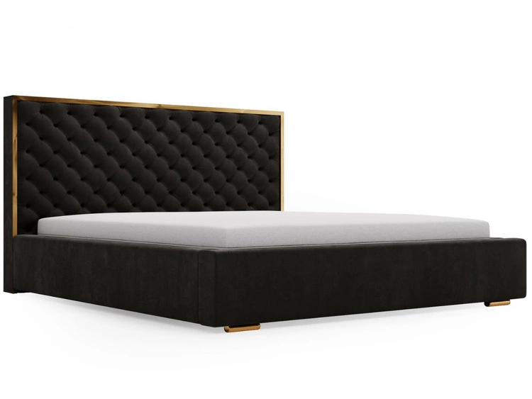 Łóżko tapicerowane z pojemnikiem i stelażem 200x200 Bonito Czarny