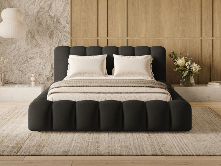 Łóżko tapicerowane z pojemnikiem i stelażem 120x200 Averia Czarny