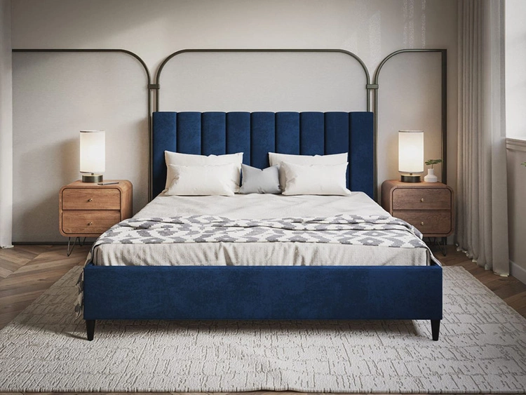 Łóżko tapicerowane ze stelażem 180x200 Snazi Ciemny niebieski
