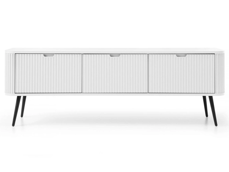 Szafka pod telewizor z drzwiczkami na czarnych nogach Viva Biała