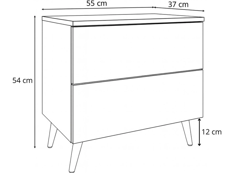 Stolik nocny z szufladami na czarno-złotych nogach Nuveo Czarny połysk