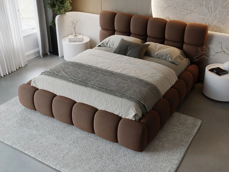 Łóżko tapicerowane z pojemnikiem i stelażem 180x200 Modo Brązowe