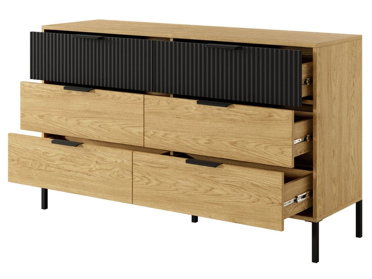 Komoda z 6 szufladami Bolzano Dąb Bałtycki, Czarna