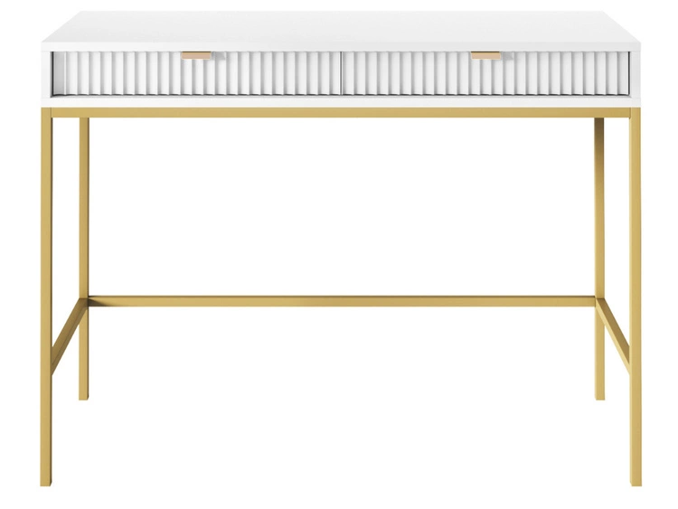 Toaletka ze złotymi metalowymi nogami Amber biała