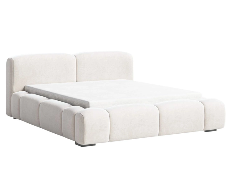 Łóżko tapicerowane z pojemnikiem i stelażem 120x200 Aubi Kremowe