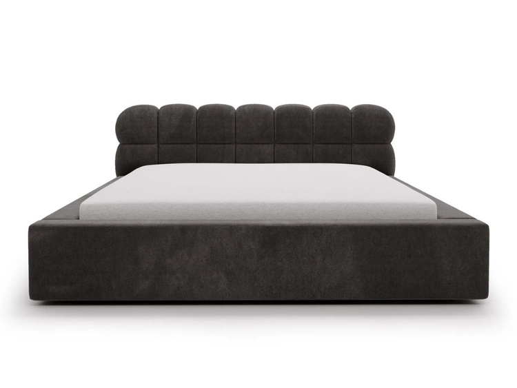 Łóżko tapicerowane z pojemnikiem i stelażem 160x200 Plaza Ciemnoszare