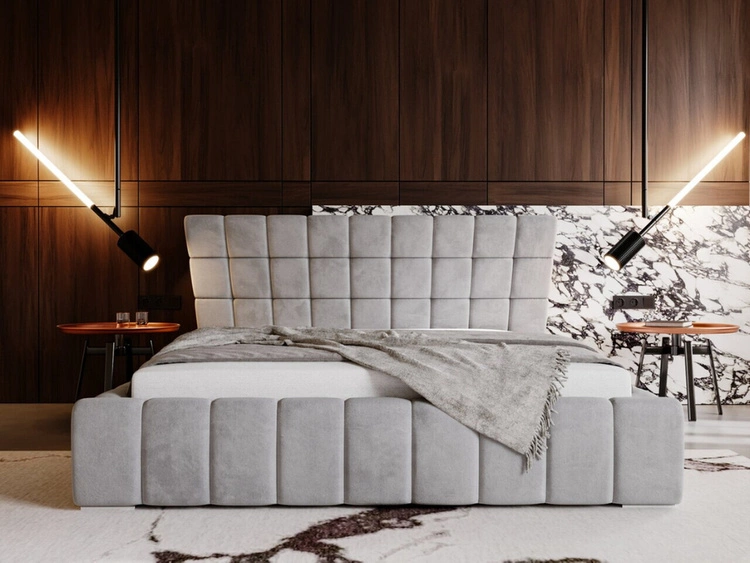 Łóżko tapicerowane z pojemnikiem i stelażem 120x200 cm Paris Szare