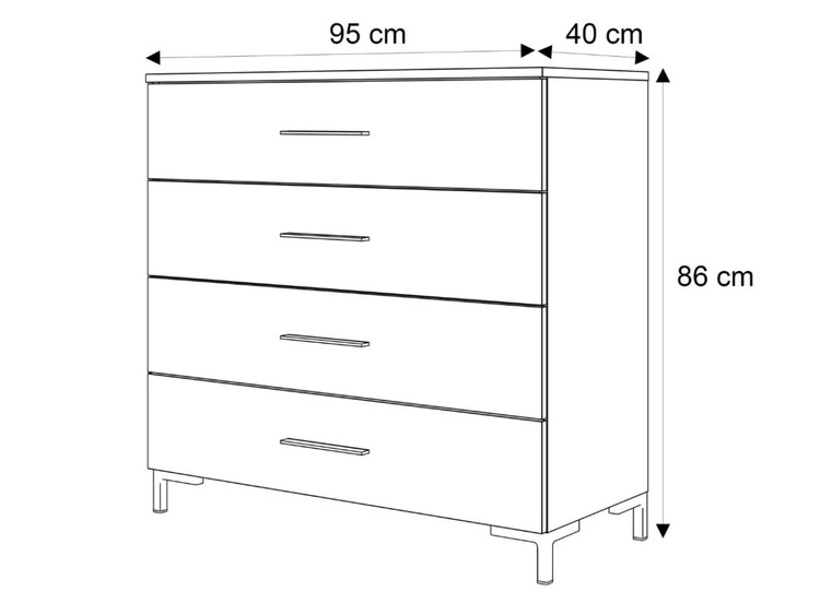 Komoda z szufladami i oświetleniem LED na złotych nogach Nuveo Kaszmir