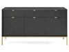 Komoda z drzwiami i szufladami Amber czarna na złotych nogach