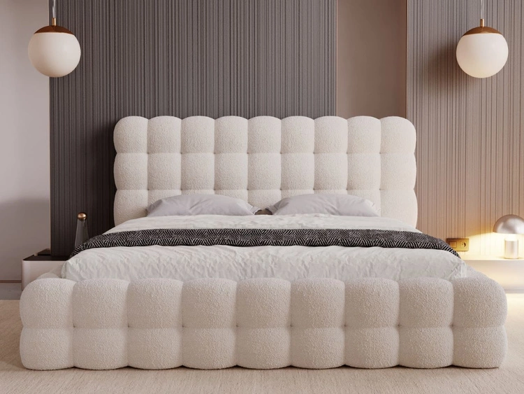 Łóżko tapicerowane z pojemnikiem i stelażem 120x200 Twist Beżowy