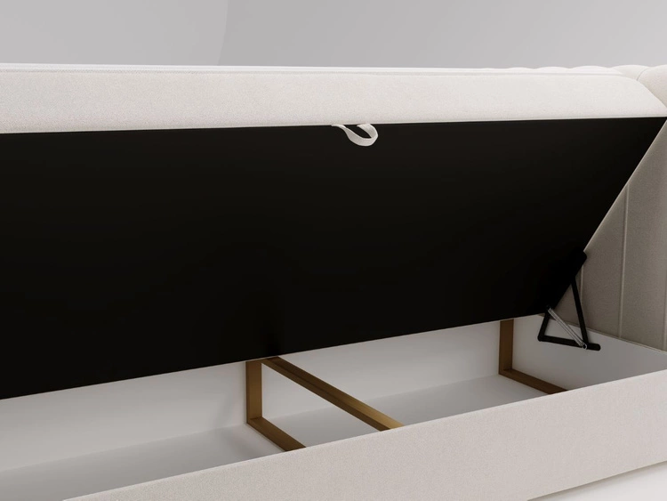 Łóżko kontynentalne z pojemnikiem na pościel 140x200 Osteno Kremowe