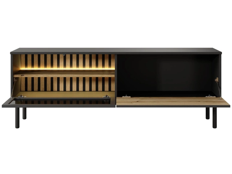 Szafka pod telewizor z drzwiczkami 150 Loara Czarna, Dąb Evoke