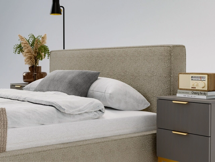 Łóżko tapicerowane z pojemnikiem i stelażem 180x200 Monaco Beżowe