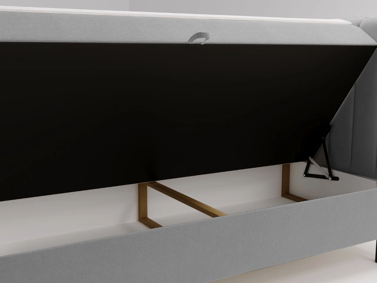 Łóżko kontynentalne z pojemnikiem na pościel 180x200 Primavera Jasnoszare