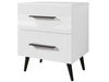 Stolik nocny z szufladami na czarnych nogach Noaé Lux Biały połysk
