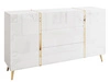 Dwudrzwiowa komoda 158 cm na złotych nóżkach z trzema szufladami Lunelie biały połysk