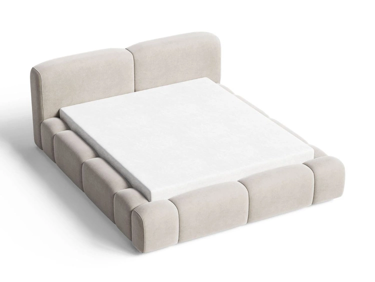 Łóżko tapicerowane z pojemnikiem i stelażem 180x200 Aubi Beżowe