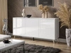 Trzydrzwiowa komoda 154 cm w stylu glamour na srebrnych nogach Vivance biały połysk