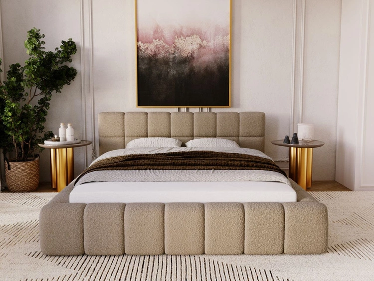 Łóżko tapicerowane z pojemnikiem i stelażem 160x200 Alicante Brązowe