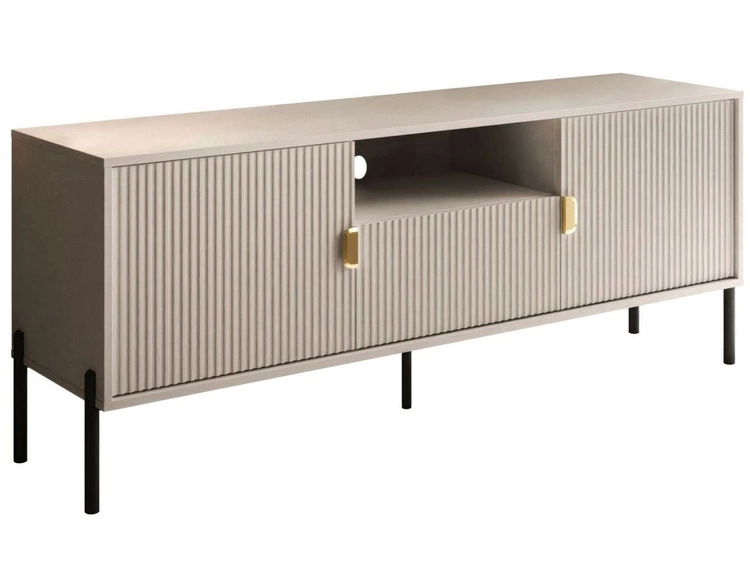 Szafka RTV dwudrzwiowa na czarnych nogach z szufladą Orlean kaszmir mat