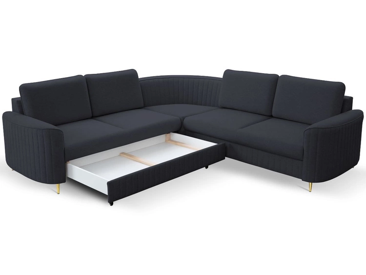 Narożnik L Prawy z funkcją spania i pojemnikiem Limon Ciemny niebieski