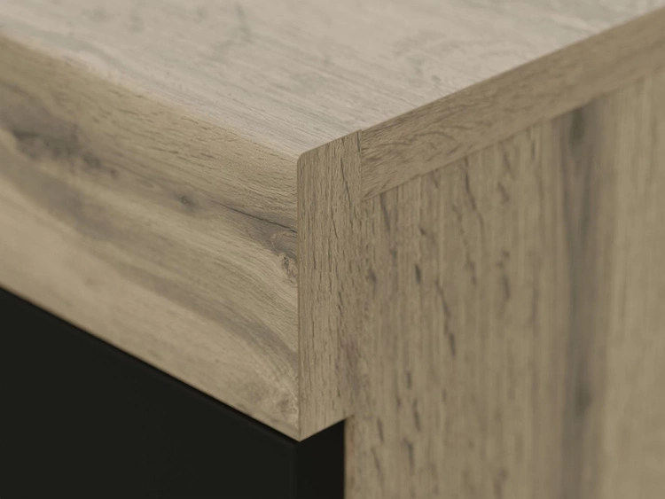 Zestaw mebli do salonu w loftowym stylu Asumi Czarny i dąb wotan