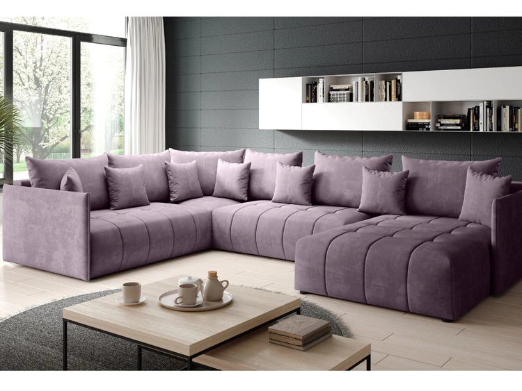 Narożnik U uniwersalny z funkcją spania i pojemnikiem Ardi Bis Fioletowy