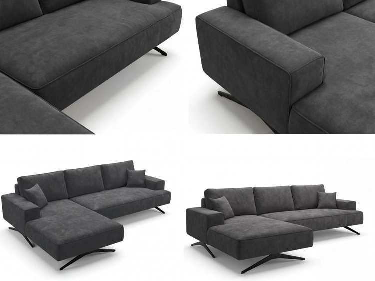 Narożnik L Lewy na metalowych nóżkach Leto antracyt