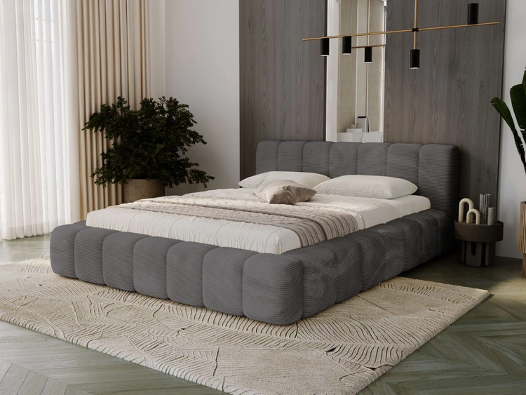 Łóżko tapicerowane z pojemnikiem na pościel 160x200 Ibiza Grafitowe