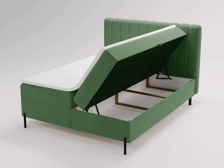 Łóżko kontynentalne z pojemnikiem na pościel 140x200 Primavera Zielone