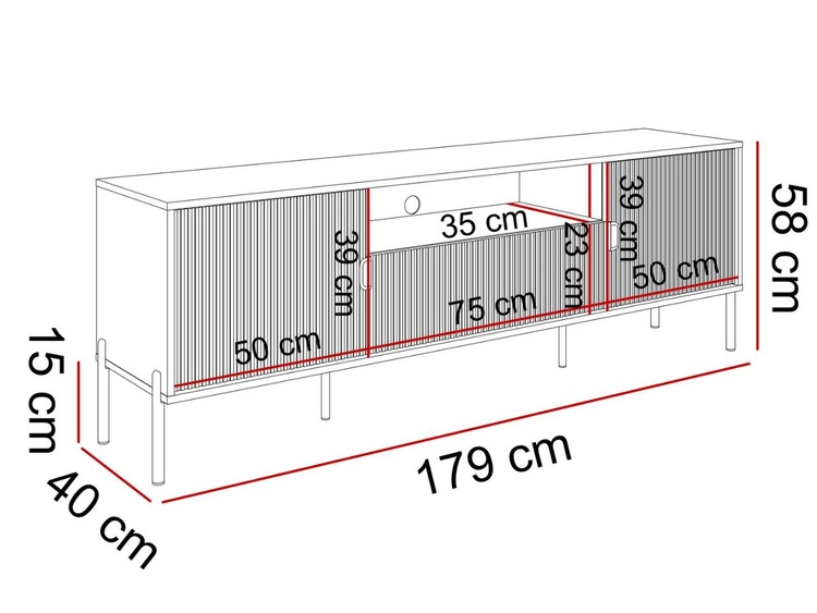 Szafka RTV szeroka dwudrzwiowa z szufladą Orlean czarny mat
