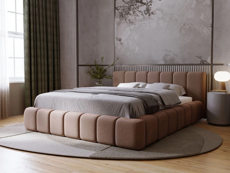 Łóżko tapicerowane z pojemnikiem i stelażem 120x200 Orio Brązowy