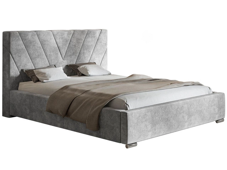 Łóżko tapicerowane z pojemnikiem i stelażem 180x200 Tivoli Jasnoszare