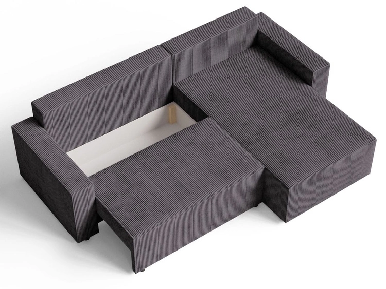 Narożnik L uniwersalny z funkcją spania i pojemnikiem Nivo Grafitowy