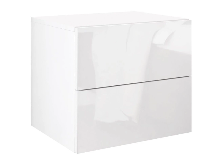 Podwieszany stolik nocny z dwoma szufladami Nuveo Lux Biały połysk