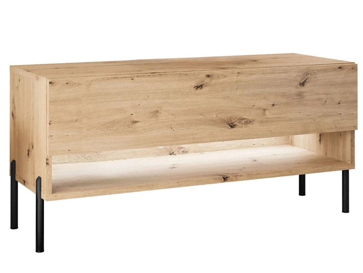 Szafka RTV 90 cm z oświetleniem LED i czarnymi metalowymi nóżkami Aurelie Dąb Artisan