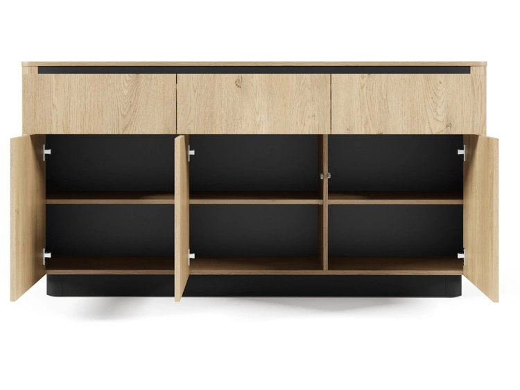 Komoda z drzwiami i szufladami 160 cm Fascino Dąb Cremona, czarny