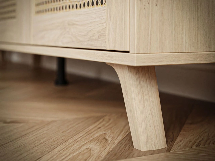 Komoda trzydrzwiowa boho z nadrukiem plecionki Bellance dąb puccini