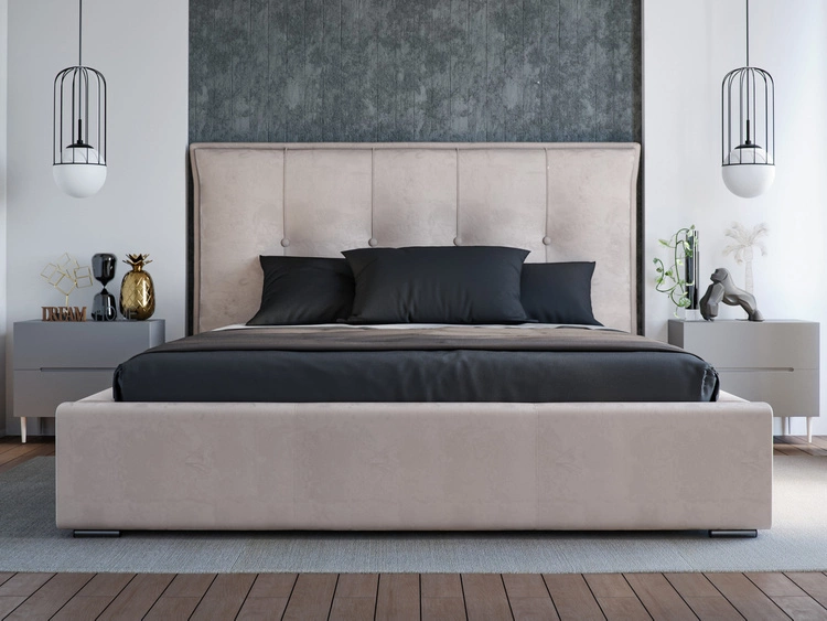 Łóżko tapicerowane z pojemnikiem i stelażem 160x200 Valencia Beżowy