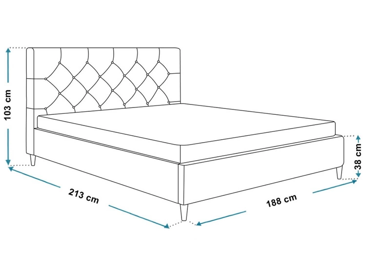 Łóżko tapicerowane ze stelażem 180x200 Tril Ciemny niebieski
