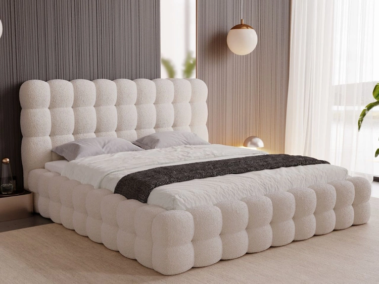 Łóżko tapicerowane z pojemnikiem i stelażem 120x200 Twist Beżowy