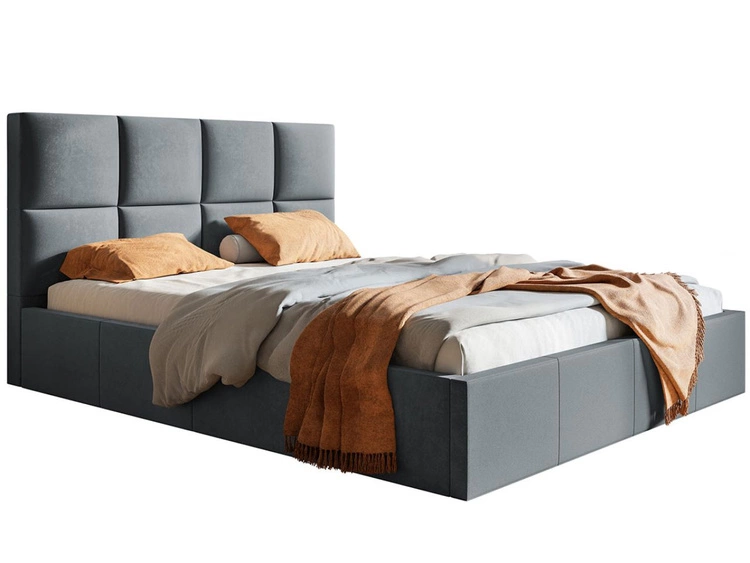 Łóżko tapicerowane z pojemnikiem i stelażem 180x200 Malo ciemnoszare